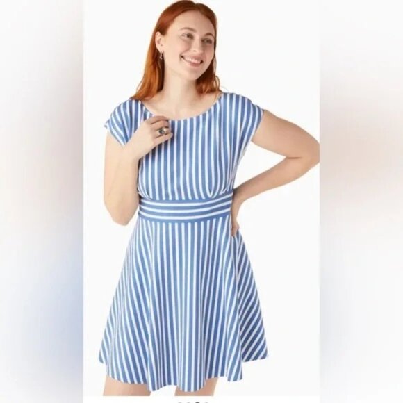 Kate Spade Basket Stripe Ponte Fiorella Dress Womens XL Preppy Old Money